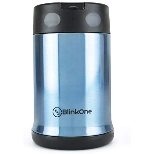 BlinkOne Food Jar with Folding Spoon: Double Walled Insulated, Unbreakable, Leak Proof and Shake Resistant Container Flask (16 oz)