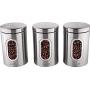 Homiu Coffee Sugar and Tea Window Canisters Set of 3 Silver