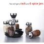 Kitchen Storage Spice Rack With 6 Glass Jars Rotatable Organizer Revolving Tray Countertop Container Shelf Turntable Holder For Cabinet Pantry (Size : 15x15x16cm)