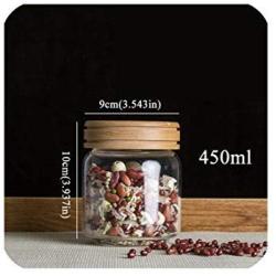 Borosilicate Glass Storage Jars Bottles Sets Sealed Cans With Wood Lid For Spices Tea Coffee Candy Bulk Airtight Container Mason,450Mlb163