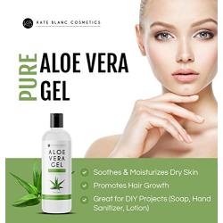 Aloe Vera Gel for Moisturizing Skin & Hair by Kate Blanc Cosmetics. Made from Freshly Cut Organic Pure Aloe Plant. 8oz. (Original)