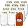 Case of 12-24 Ounce Glass Mason Jars - 12 Pack Clear Jars with Gold Lids and Labels - Perfect for Home Canning, Pickling, Gifts, Presentation, Baby Showers, Baby Food Storage ? Food Grade