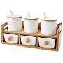 LQQGXLCondiment bottle, jar condiment storage box Spice jar ceramic sugar jar condiment jar seasoning box set with lid food storage container