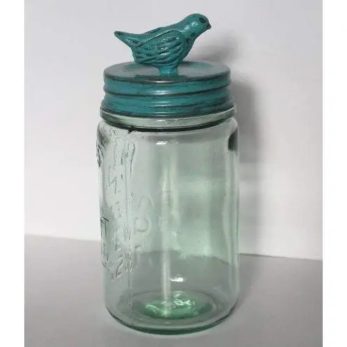 Glory & Grace Jardin Français Rustique Contenant Mason Jar à Oiseaux Bleu Optionnel