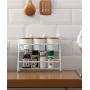 2-Tier Standing Spice Rack Organizer Kitchen Bathroom Countertop step Shelf Storage Cosmetic Makeup Jars Bottle Holder (White)