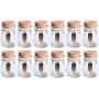 BESTONZON Glas Favorgläser mit Korkstopfen, Mason Jar mit personalisierten Etiketten und String – Ideal für Süßigkeiten, Kerzen, Hochzeit, 12 Stück, 100 ml