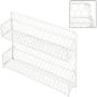 Country Style White Dual Tier Wire Kitchen Counter-top or Wall Mount Spice Rack Jars Storage Organizer