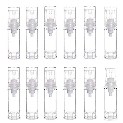 ConStore 12pcs Plastic Vacuum Pump Press Bottles Empty Airless Lotion Bottle Refillable Cosmetic Storage Container Vial Jars Portable Travel Cream Lotion Container Pot (5ml) ConStore 12pcs Plastic Vacuum Pump Press Bottles Empty Airless Lotion Bottle Refillable Cosmetic Storage Container Vial Jars Portable Travel Cream Lotion Container Pot (5ml)