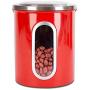 EASEASE Airtight Window Kitchen Canisters with Fingerprint Resistant Lids (Set of 3). (Red)