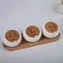 Kitchen seasoning box/Ceramic Condiment Storage Container with Bamboo Tray Golf Salt jar Three-Piece Set