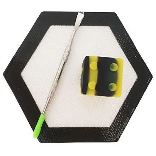 SZBS Silikon Hexagon Matte 9ml Behälter Würfel Form Behälter für Wachs Öl Konzentrat Lagerbehälter mit Metallstab (Schwarz, 1er Set)
