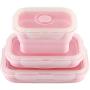 3 Pcs Silicone Food Storage Containers, Portable Folding Lunch Box Space Saving BPA Free Microwave Freezer Dishwasher Safe Leak Proof Perfect