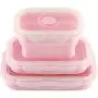 3 Pcs Silicone Food Storage Containers, Portable Folding Lunch Box Space Saving BPA Free Microwave Freezer Dishwasher Safe Leak Proof Perfect 3 Pcs Silicone Food Storage Containers, Portable Folding Lunch Box Space Saving BPA Free Microwave Freezer Dishwasher Safe Leak Proof Perfect