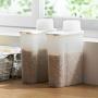 HOMELUNY Set of 4 Cereal Airtight Jars Home Storage Containers Kitchen Storage Jars Large Food Plastic Jars White for Candy, Cookie, Rice, Sugar,Flour,Snacks Keeping Food Dry & Fresh