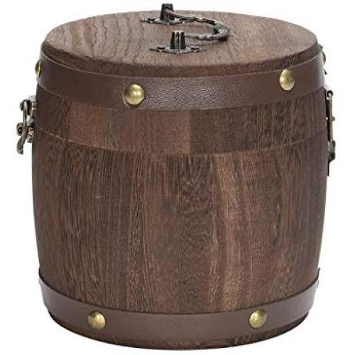 Sdoveb Wooden Barrel Canister Storage Caddy for Tea Leaf Flour Coffee Bean (Khaki)