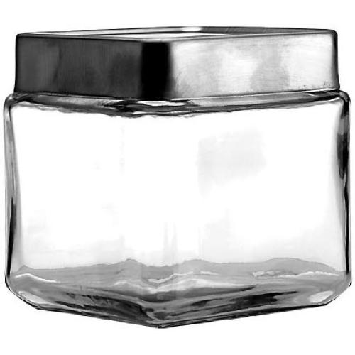 Anchor Hocking 1-Quart Stackable Jars with Brushed Aluminum Lid, Set of 6