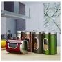 storage jar Grain container Food container Storage Box，Transparent round stainless steel candy biscuit food storage sealed cans, red set 3
