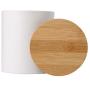 Ceramic canister storage jar tea jar container with bamboo lid (airtight) (White, 10.5x16cm)