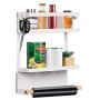 RZChome Rack Fridge Wood Organizer Refrigerator Side Storage Rack Paper Towel Holder, Rustproof Spice Jars Rack Kitchen Storage Wrap Rack Organizer Refrigerator Shelf Storage Adjustable Cabinet