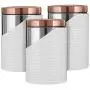 TÉLESCOPE TOWER T826001RW, Canistes, Acier Inoxydable, Blanc et Or Rose, 11,6 x 11,6 x 17 cm, Jeu de 3 TÉLESCOPE TOWER T826001RW, Canistes, Acier Inoxydable, Blanc et Or Rose, 11,6 x 11,6 x 17 cm, Jeu de 3