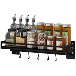 LYNNTLJ 304 Stainless Steel Spice Rack,Multifunction Wall Mounted Seasoning Rack,for Spice Jar and Bottle Storage,Space-Saving/Black / 80Cm