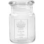 Clear Glass Herb Stash Jar with Lid 4.5 oz with Keep Calm and Carry On Logo from Smoke Promos