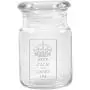 Clear Glass Herb Stash Jar with Lid 4.5 oz with Keep Calm and Carry On Logo from Smoke Promos