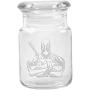 Clear Glass Herb Stash Jar with Lid 4.5 oz with Deadpool Logo from Smoke Promos