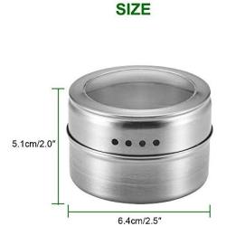 AOZBZ AOZBZ 6PCS Magnetic Spice Jar Stainless Steel Storage Spice Cans Container include spice label,Clear Top Lid with Sift or Pour, for Refrigerator Grills