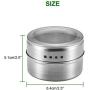 AOZBZ AOZBZ 6PCS Magnetic Spice Jar Stainless Steel Storage Spice Cans Container include spice label,Clear Top Lid with Sift or Pour, for Refrigerator Grills