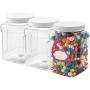 Clear Empty Plastic Storage containers with Lids - Square Plastic Containers - Plastic Jars with Lids ? BPA Free Plastic Jar - Food Grade Air Tight with Easy Grip Handles (3 Pack 64 Oz)