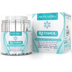 Nuva Skin Retinol Cream Moisturizer for Face and Eye Area - With Retinol, Hyaluronic Acid & Vitamin E - Anti Aging Treatment Reduces Wrinkles & Fine Lines – Gentle Day and Night Serum, 1.7 Fl Oz