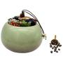 Tea Canister for Loose Tea, Alpha Go Coffee Canister with Natural Mini Gourd Scoop for Kitchen Food Storage, Ceramic Container (Green, Small)