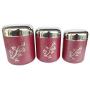 Rastogi Handicrafts Window Kitchen Canister/Tea/Sugar/coffee Storage Box/Pot Stainless Steel Set of 3 / Leaf print color box Diwali gift - EXPEDITED SHIPPING