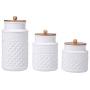 Ceramic Food Storage Jar with Airtight Seal Wooden Lid - Modern Design White Ceramic Kitchen Canister for Serving Tea, Coffee, Spice, Sugar, Salt and More