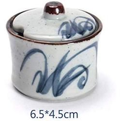 Ceramics Japanese Flower Hand Painted Sugar Salt Pepper Storage Jar with Lid