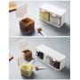 Seasoning Box Clear Transparent Plastic Seasoning Box With Spoon Condiment Spice Jar Rack Sets Cooking Herb Pepper Cumin Powder Storage Tools