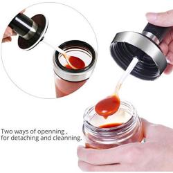 Kitchen Gadget Glass Seasoning Storage Bottle Jars With Measure Spoon Spice Pepper Container Sealing Storage Box Ketchup Bottle,1 Piece