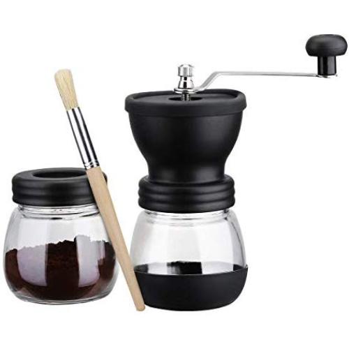 Manual Coffee Grinders - Nocm Manual Coffee Grinder With Storage Jar Soft Brush Conical Ceramic Burr Quiet And Portable - Grinders Manual Prime Soft Rated Coffee Brush