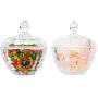Bocal à bonbons en verre ComSaf avec couvercle, bol décoratif de rangement en cristal, set de 2 (Diamètre : 4,3 pouces) Bocal à bonbons en verre ComSaf avec couvercle, bol décoratif de rangement en cristal, set de 2 (Diamètre : 4,3 pouces)