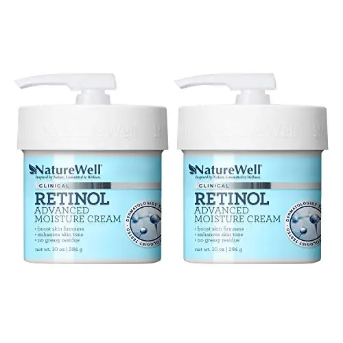 NatureWell Retinol Advanced Moisture Cream für Gesicht & Körper, 10 oz. | Klinisch | Verbessert Festigkeit, Ton und Textur (2er Pack)