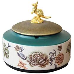 Ashtray with Lid European-Style Covered Ashtray Ceramic Round Creative Candy Storage Jar Key Debris Storage Box for Smoker