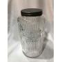 Vintage Ribbed Glass Coffee Canister with Metal Lid (8" x 4.5")