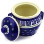 Polish Pottery 5?-inch Jar with Lid and Handles (Greek Key Theme) + Certificate of Authenticity