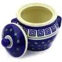 Bouteille en céramique polonaise de 13 cm avec couvercle et poignées (Motif grecque) + Certificat d'authenticité Bouteille en céramique polonaise de 13 cm avec couvercle et poignées (Motif grecque) + Certificat d'authenticité