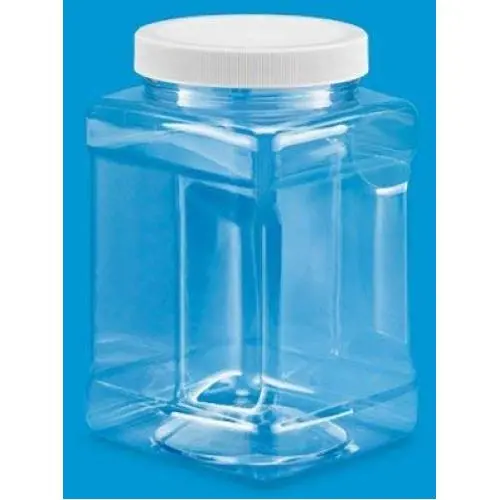 Pride Of India Clear Food Grade PET Plastic Square Grip Storage Jar w/Cap - 72 Fluid Ounces - 6-Jar Pack (8-9 Cup Storage Capacity) Pride Of India Clear Food Grade PET Plastic Square Grip Storage Jar w/Cap - 72 Fluid Ounces - 6-Jar Pack (8-9 Cup Storage Capacity)
