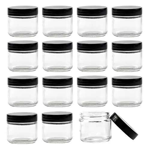 Bekith 15 pack 2oz Round Jar Straight Sided Clear Glass Jars, Airtight Glass Jar with Black Plastic Smooth Lids Bekith 15 pack 2oz Round Jar Straight Sided Clear Glass Jars, Airtight Glass Jar with Black Plastic Smooth Lids