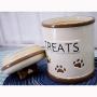 Ceramic Moisture-Proof Pet Food Storage Canister with Non-Skid Silicone Rim for Dogs and Cats (Color : Beige)