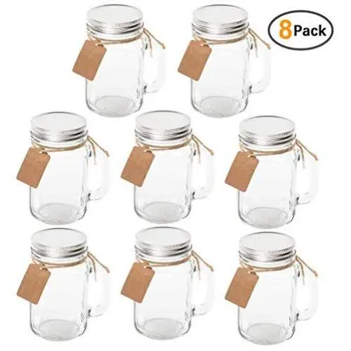 Maredash 8 Pack Mason Jars With Handle Lids with Chalkboard Labels and Tin Lids 16 OZ For Favors Maredash 8 Pack Mason Jars With Handle Lids with Chalkboard Labels and Tin Lids 16 OZ For Favors