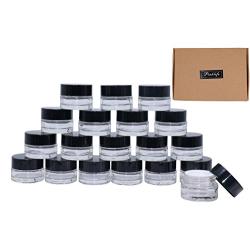 Pinklife 5g Glass Jar Cosmetic Containers 19 pcs Refillable Round Makeup Pots Lip Blam Cream Sample Jars Bottles With Black Lids